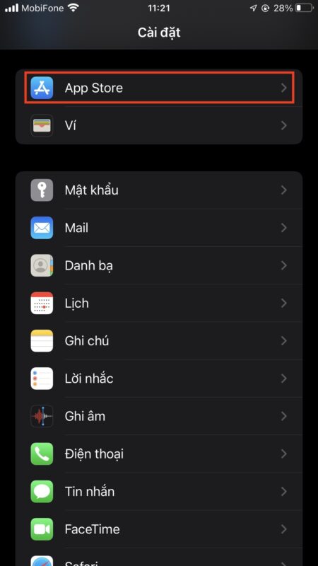 tắt tự động cập nhật ứng dụng trên IOS