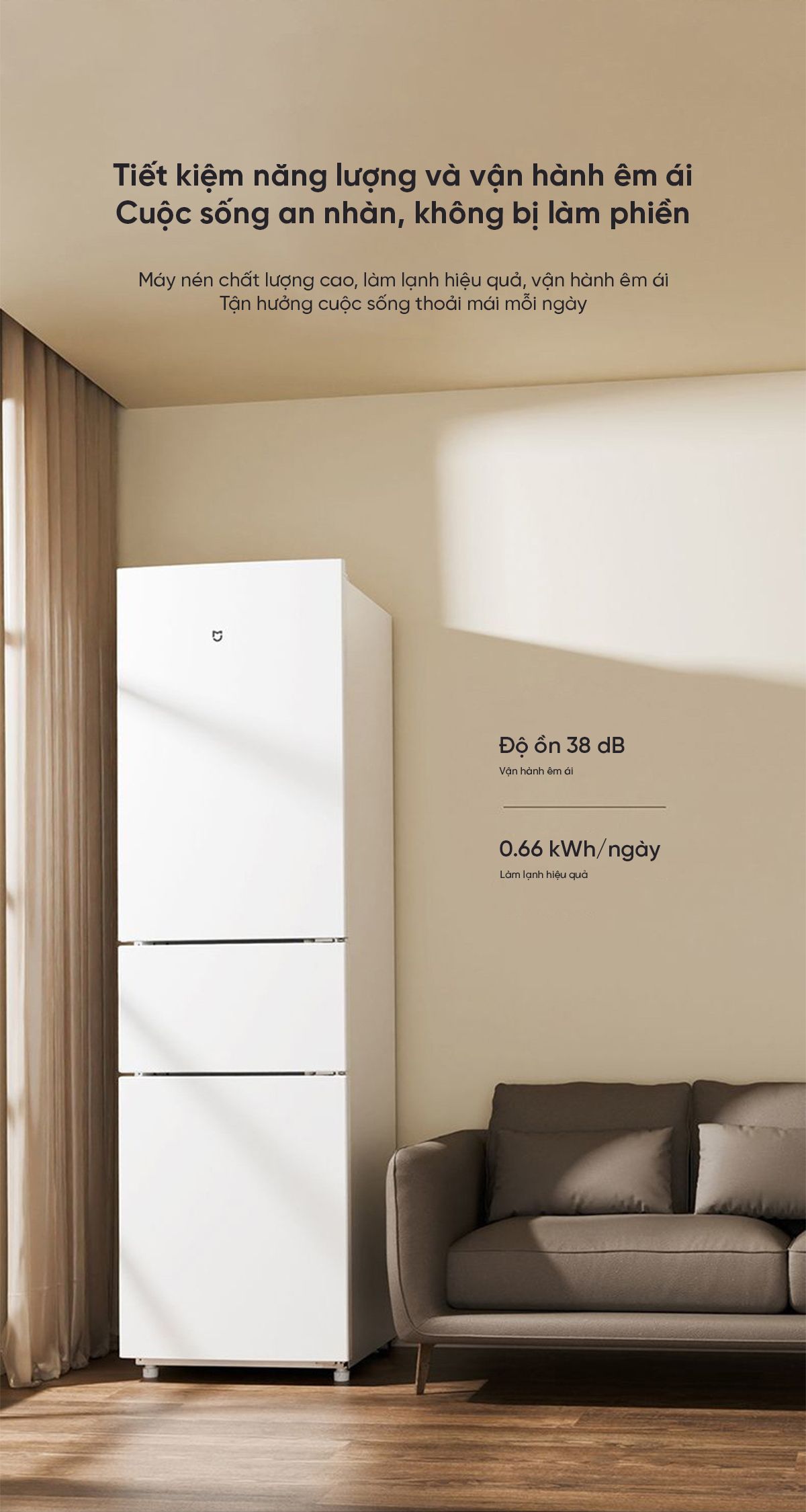 Tủ lạnh Xiaomi Mijia 205L, 3 cửa, pha lê trắng, có ngăn đông mềm