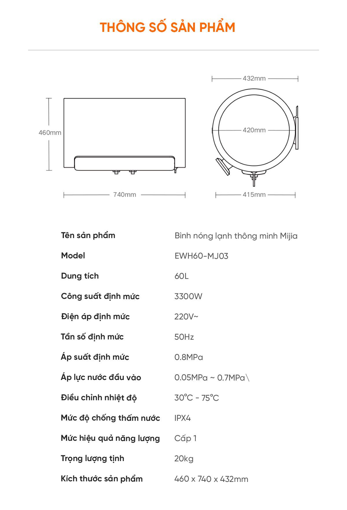 Bình Nóng Lạnh Thông Minh Xiaomi Mijia N1 60L