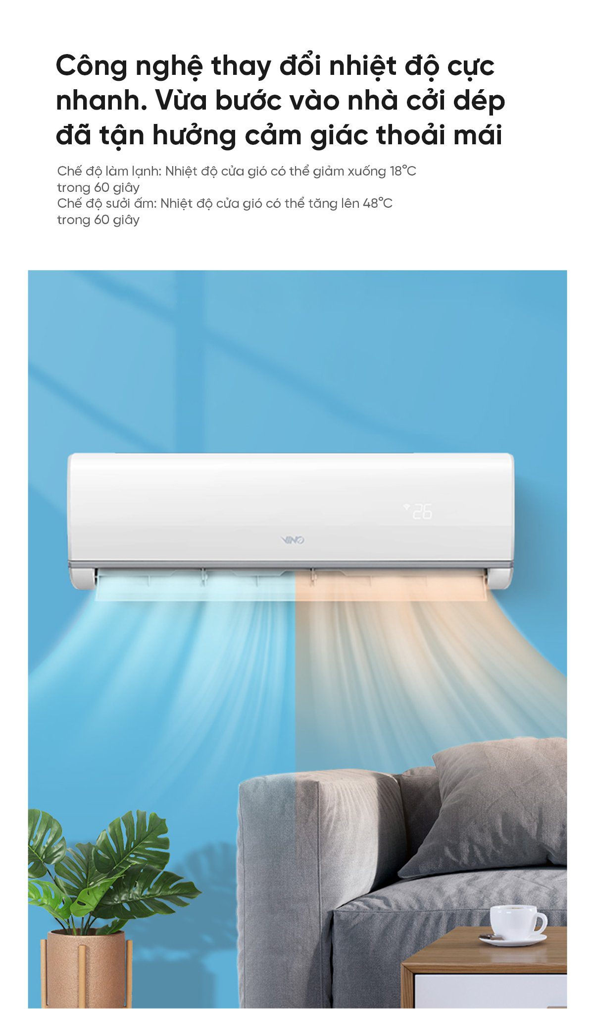 Điều hòa 2 chiều thông minh Xiaomi Vino 2HP tiết kiệm điện KFR-50GW/V31AA1-N2