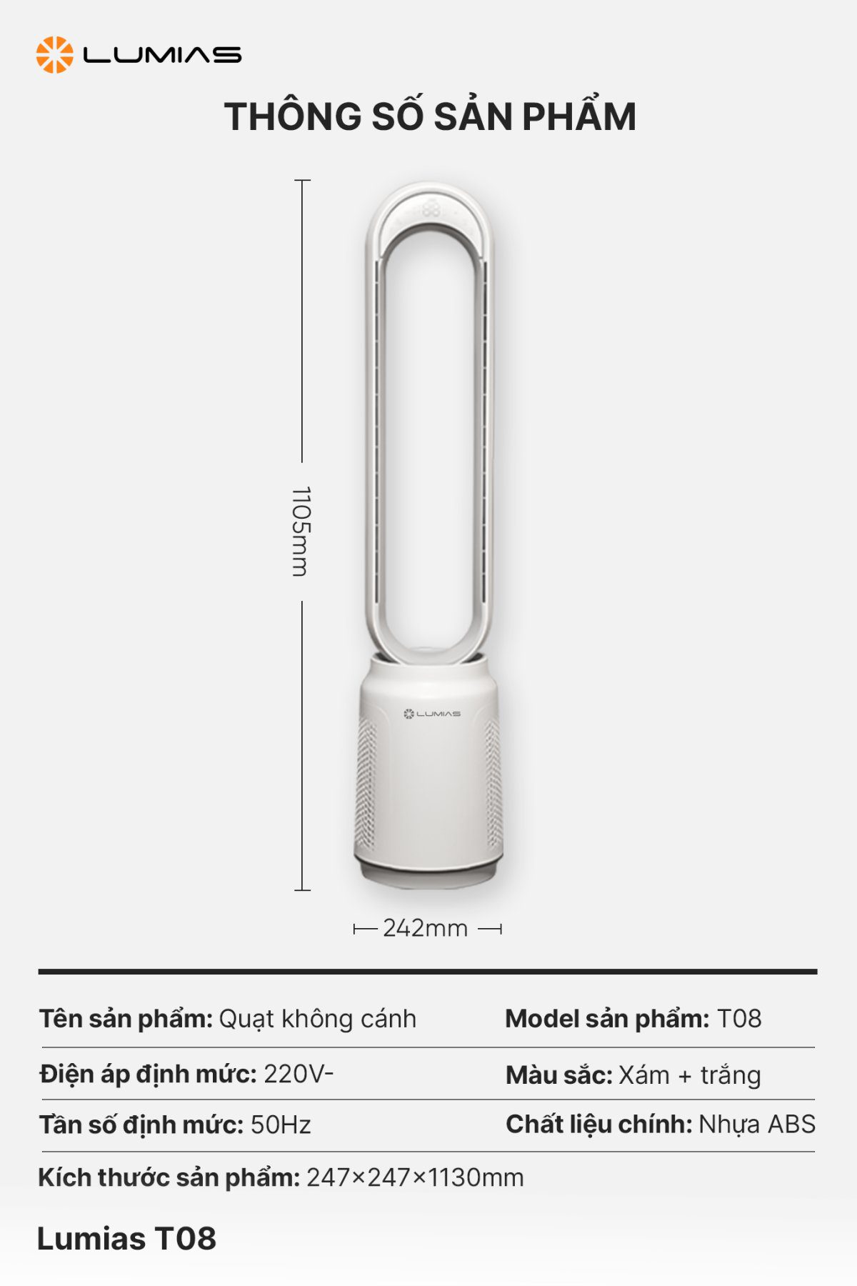 Quạt không cánh Lumias T08