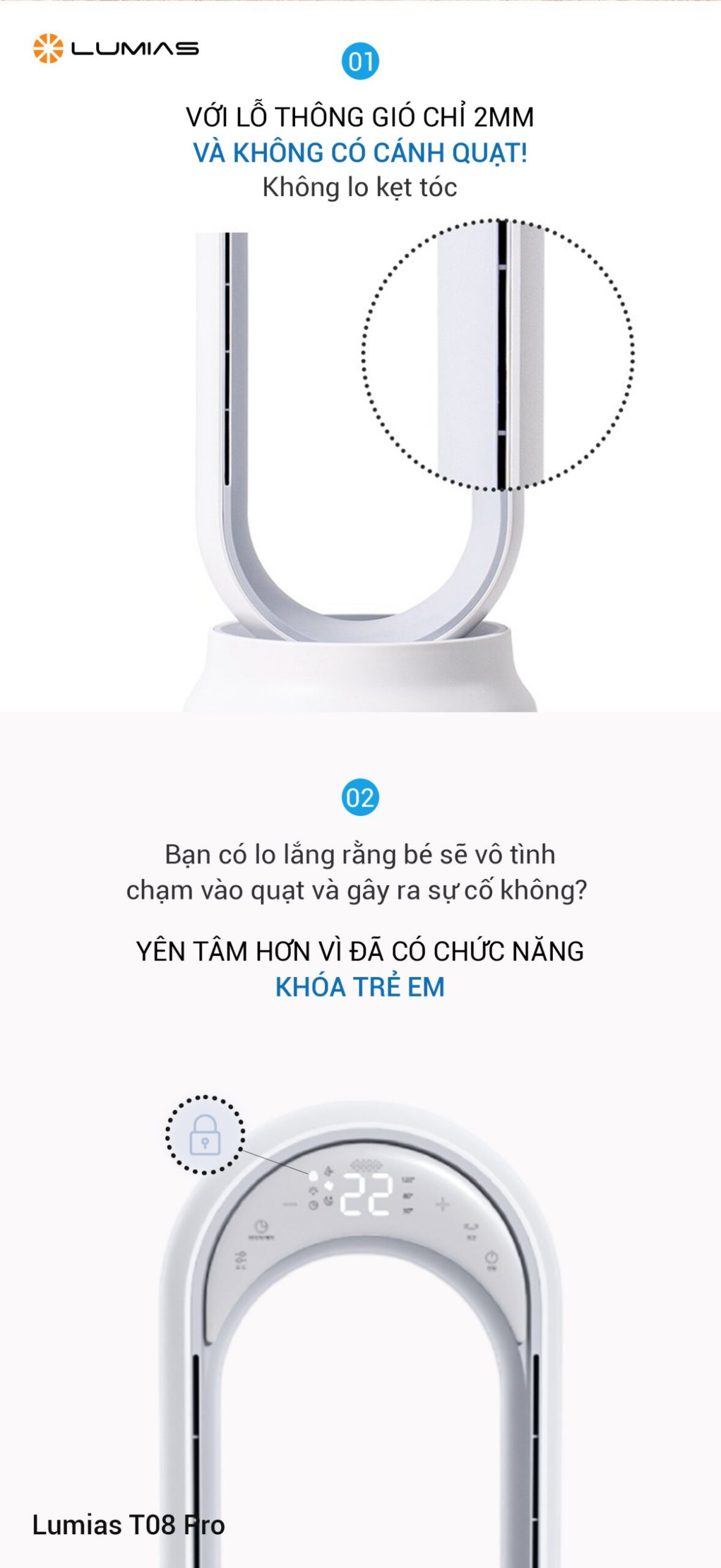 Quạt không cánh Lumias T08 Pro