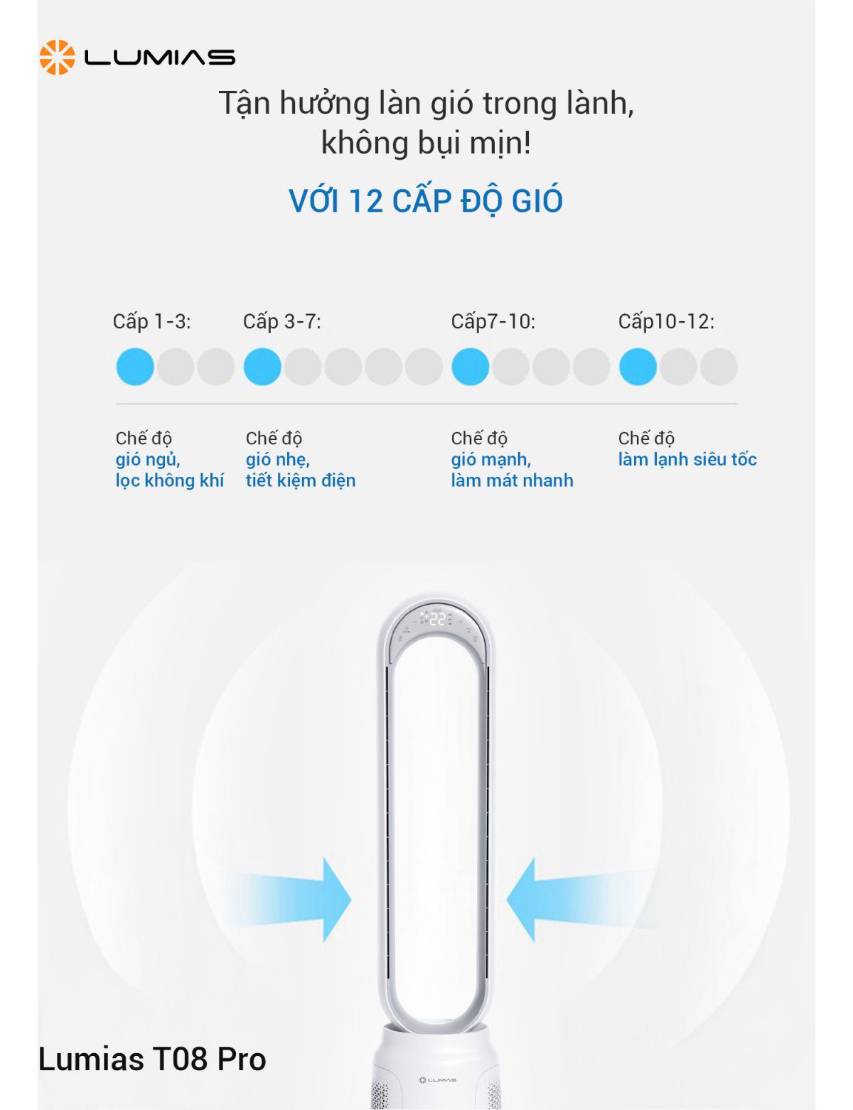 Quạt không cánh Lumias T08 Pro