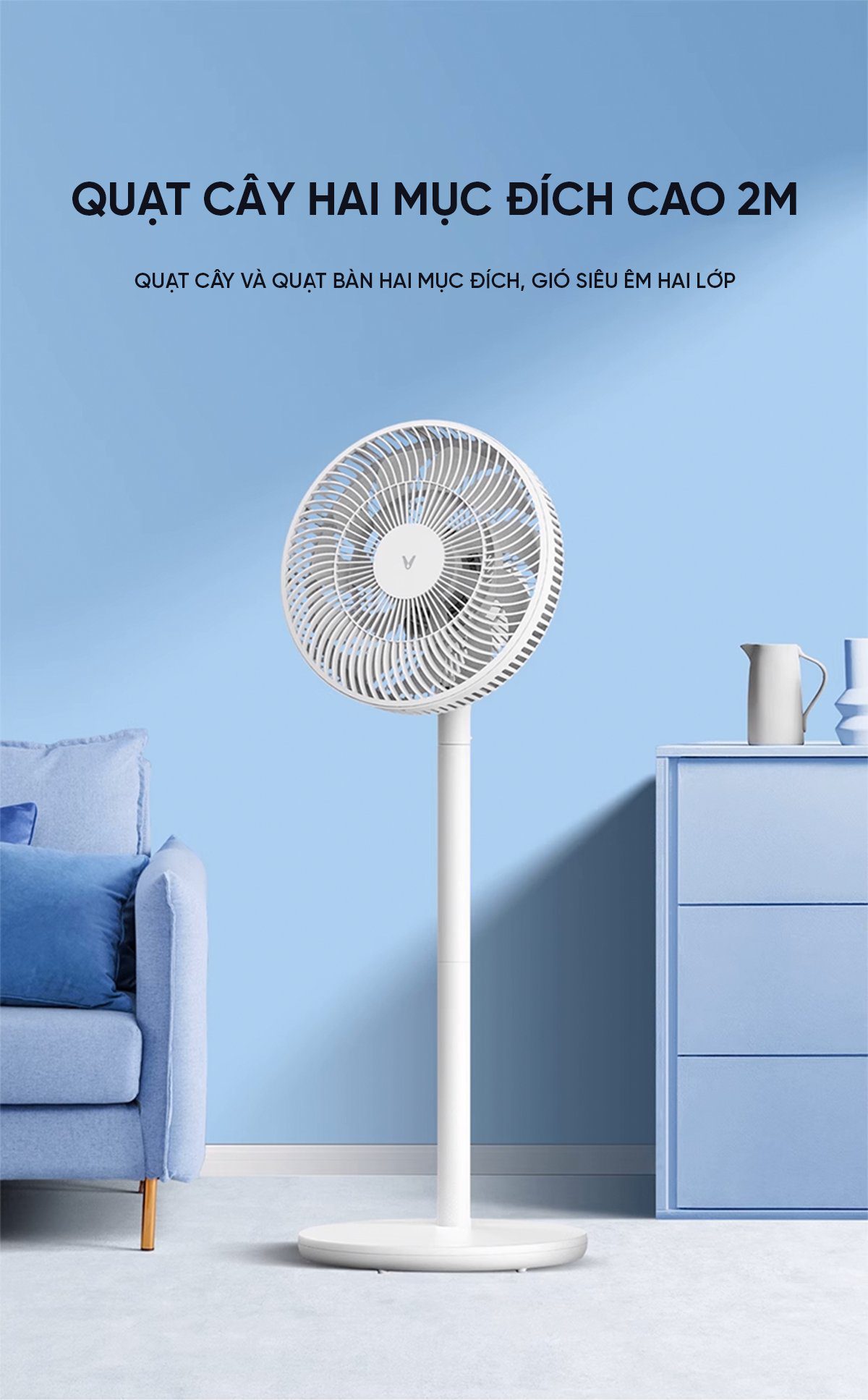 Quạt cây Xiaomi Viomi Động Cơ Không Chổi Than 18 Cánh