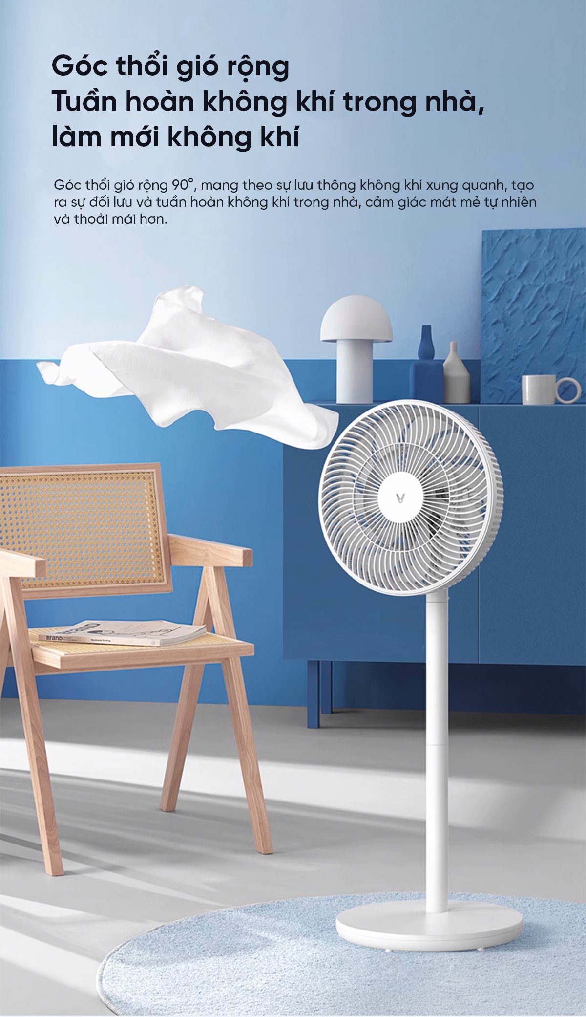 Quạt cây Xiaomi Viomi Động Cơ Không Chổi Than 18 Cánh