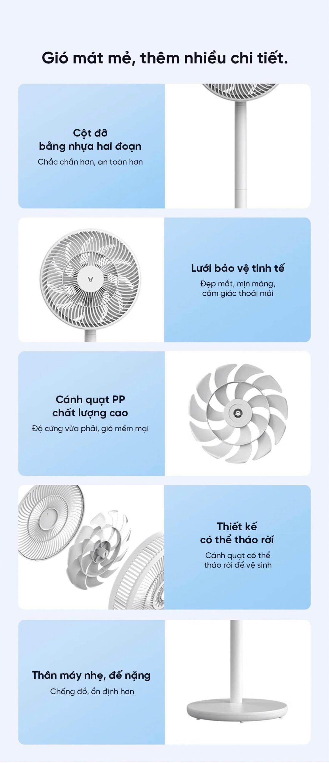 Quạt cây Xiaomi Viomi Động Cơ Không Chổi Than 18 Cánh