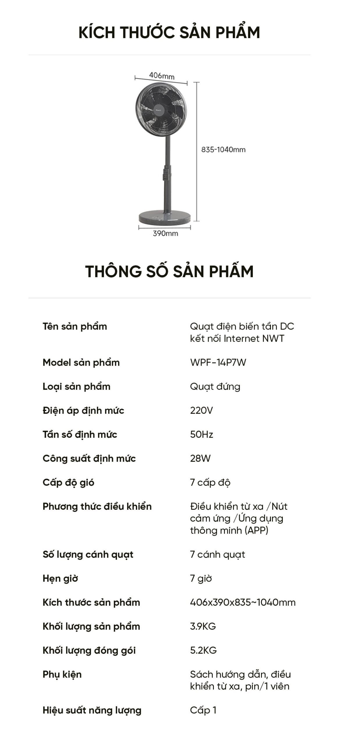 Quạt Cây Thông Minh Kết Nối App Mihome Xiaomi New Widetech Trắng