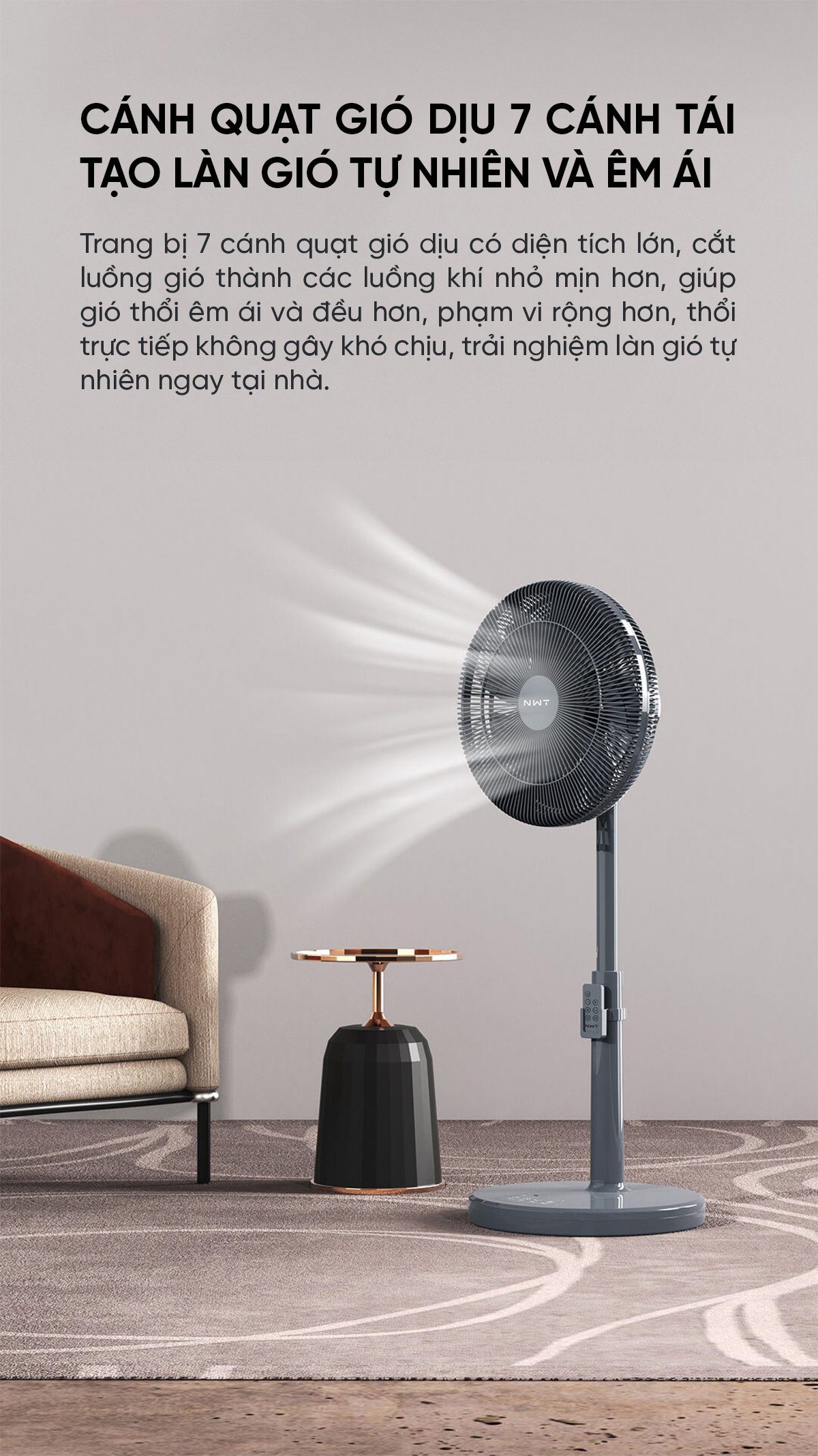 Quạt Cây Thông Minh Kết Nối App Mihome Xiaomi New Widetech Trắng