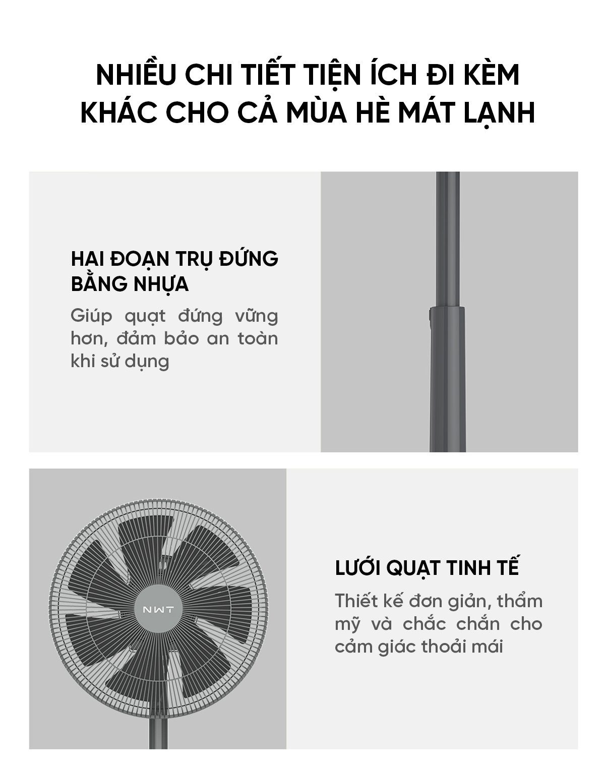 Quạt Cây Thông Minh Kết Nối App Mihome Xiaomi New Widetech Trắng