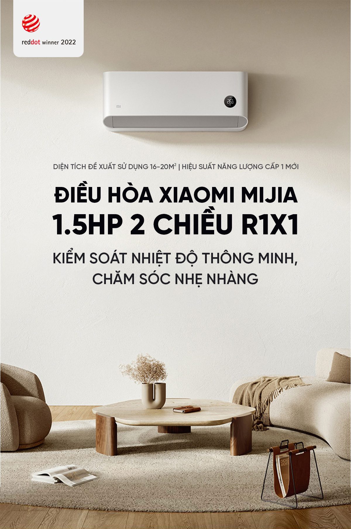 Điều hoà Thông Minh 2 chiều Xiaomi Mijia Inverter KFR-35GW – R1X1 1.5HP (12000 BTU)