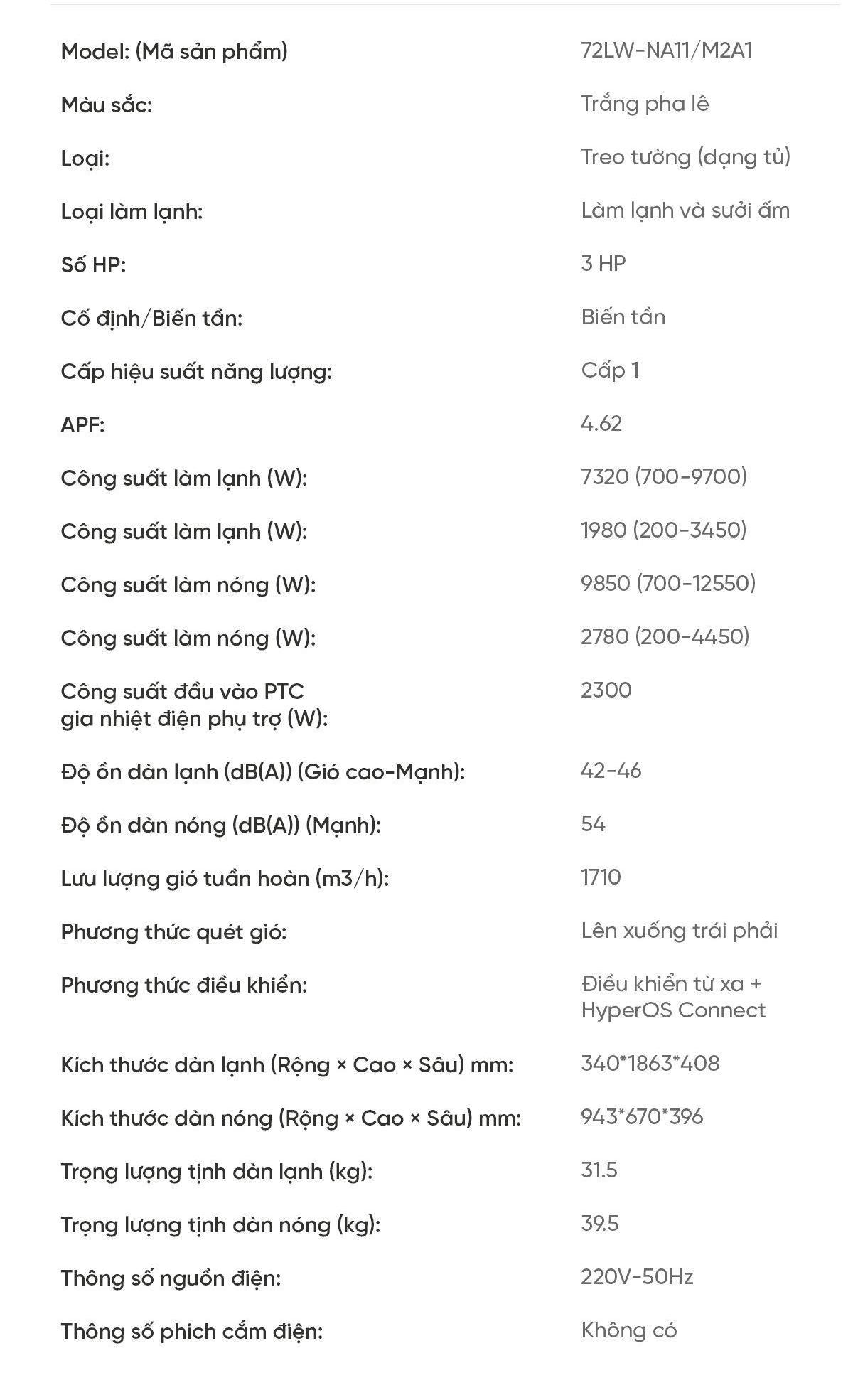 Điều hoà cây Xiaomi Mijia 72L-NA11/M2A1 27000BTU