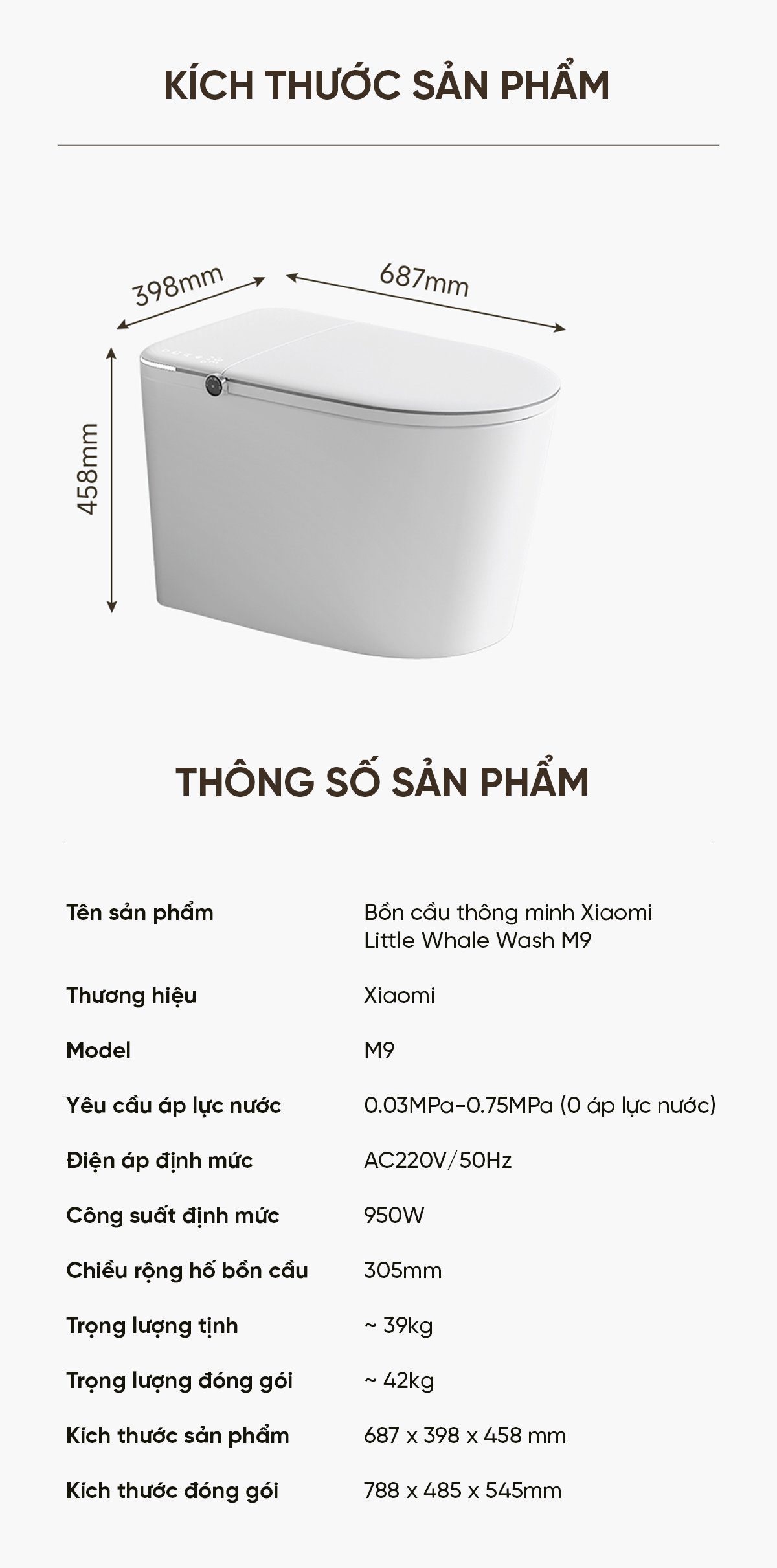 Bồn cầu thông minh Little Whale Wash M9 Khử trùng tia UV