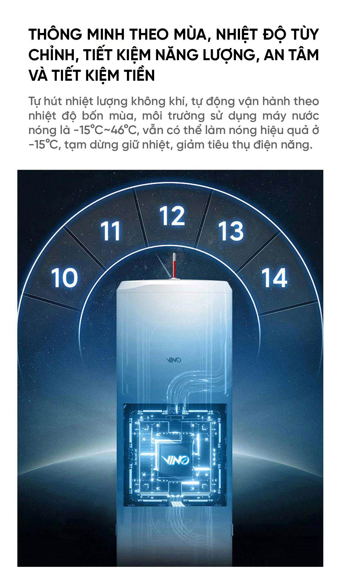 Máy nước nóng bơm nhiệt không khí Xiaomi Vino 200L Tiết Kiệm Điện